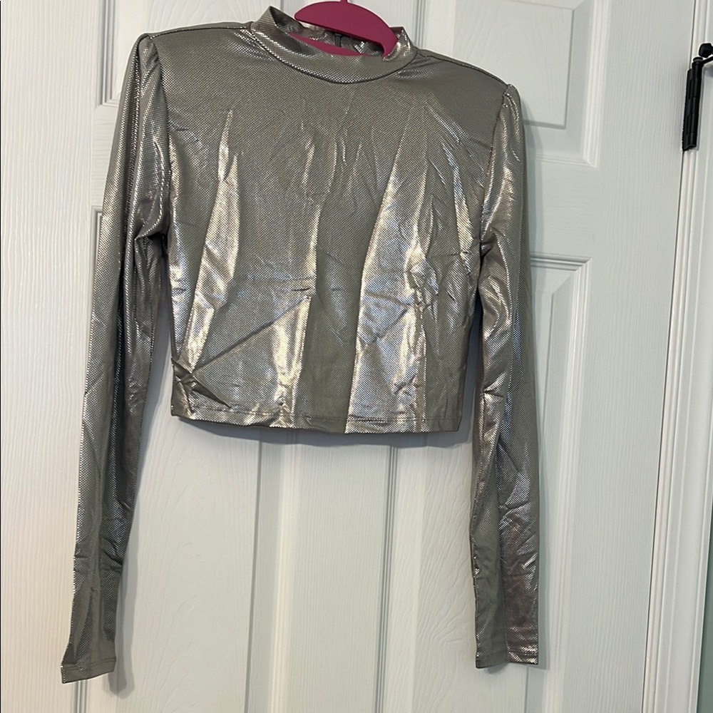 Metallic long sleeve shirt